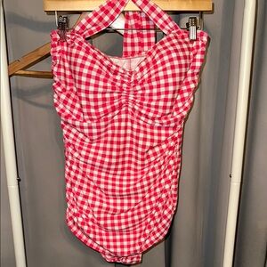 Red and White Gingham Swimsuit